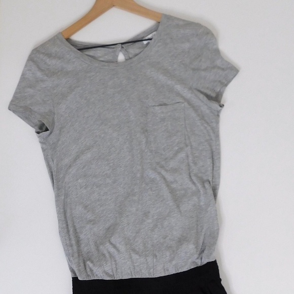 SPLENDID Jumpsuit Mixed Materials Media Colorblock Blouson Gray & Black Large - Picture 4 of 13